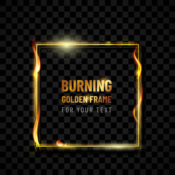 Burning transparent golden frame with place for your text Burning transparent golden frame with place for your text - vector illustration flame borders stock illustrations