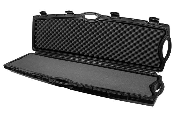istock Black open case for guns isolated for white background 1142163736