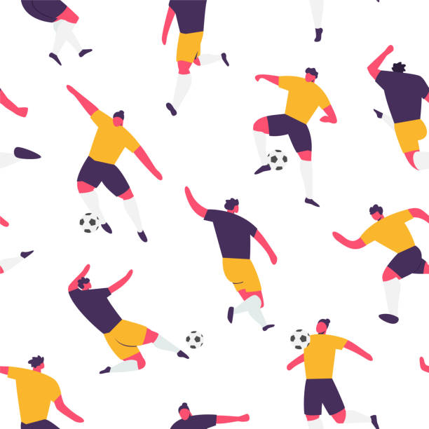 Soccer Players Game. Football Vector Sport seamless pattern Seamless pattern with soccer players. Football game endless vector print georgia football stock illustrations