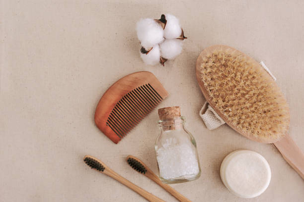 istock Soap, bamboo toothbrushes, natural brush, cosmetics products and tools. Zero waste and plastic free concept. 1142175478