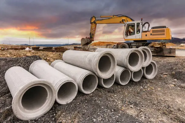 Photo of Sewer material for the construction of a road