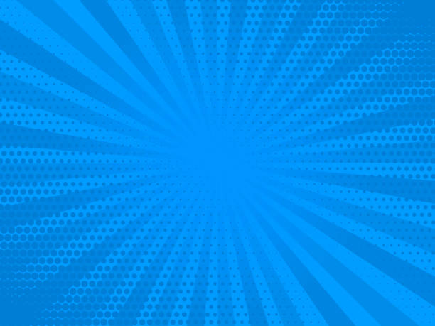 Retro comic rays blue dots background. Vector illustration in pop art retro style Retro comic rays blue dots background. Vector illustration in pop art retro style superhero backgrounds stock illustrations