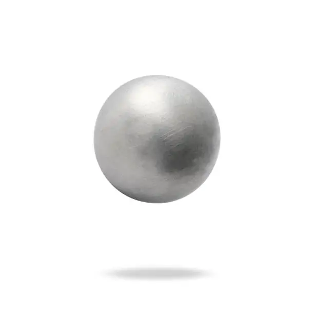 Photo of Aluminum ball in mid-air.