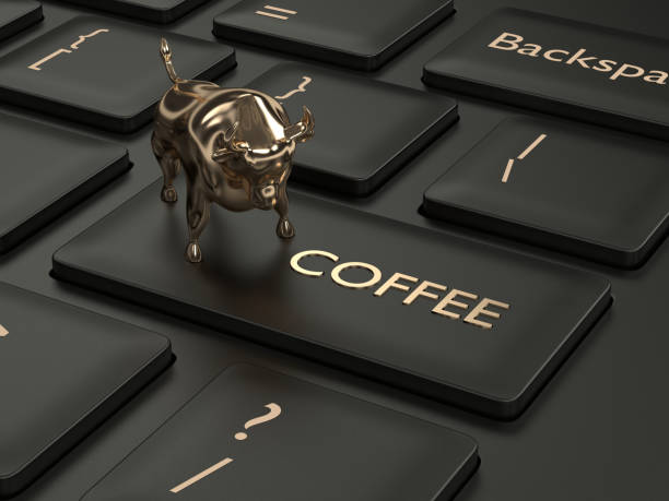 istock 3d render of keyboard with coffee button and bull 1142180978