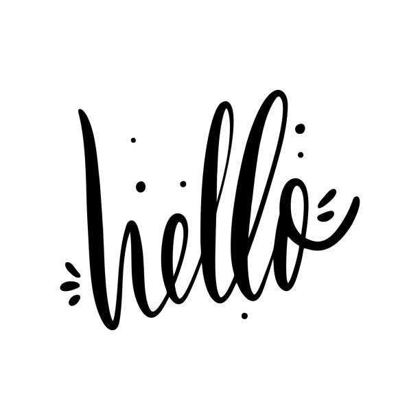 Hello sign. Hand drawn vector lettering. Isolated on white background. Hello sign. Hand drawn vector lettering. Isolated on white background. Design for poster, greeting card, photo album, banner. Vector illustration welcome calligraphy stock illustrations