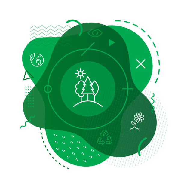 ilustrações de stock, clip art, desenhos animados e ícones de green forest icon background - creative sustainability