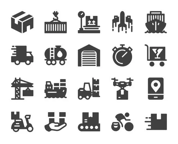 Vector illustration of Logistics and Shipping - Icons