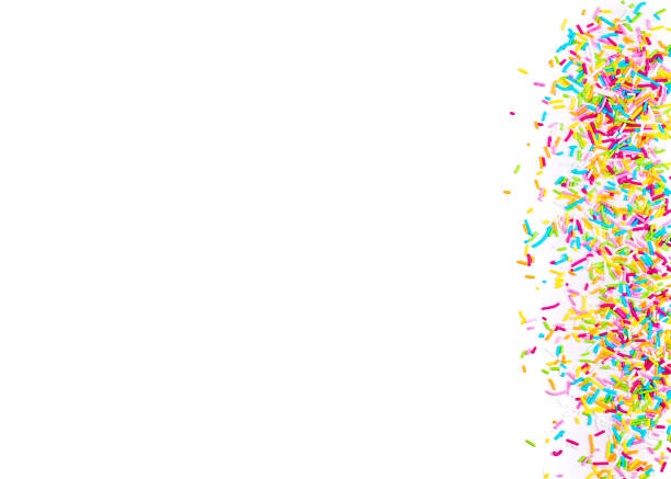 istock Sugar sprinkle dots hearts, decoration for cake and bakery, as a background. Isolated on white 1142184369