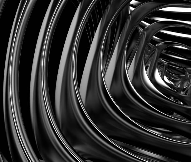 istock Black and white cubic abstraction. Repeating silver fillet cubes. 1142184633