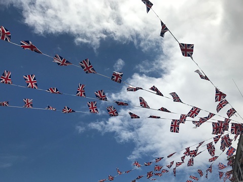 Union Jack bunting flaps in the breeze