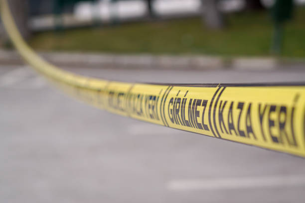 istock Yellow security line of car accident 1142190848