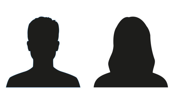 남자와 여자 실루엣입니다. 사람 아바타 프로필 또는 아이콘입니다. 벡터 일러스트입니다. - 상징 이미지 stock illustrations