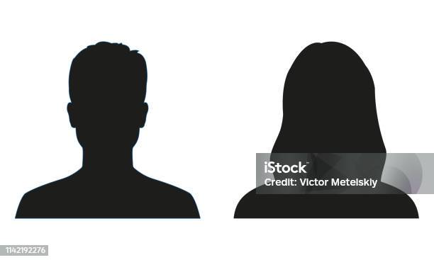 Man And Woman Silhouette People Avatar Profile Or Icon Vector Illustration Stock Illustration - Download Image Now