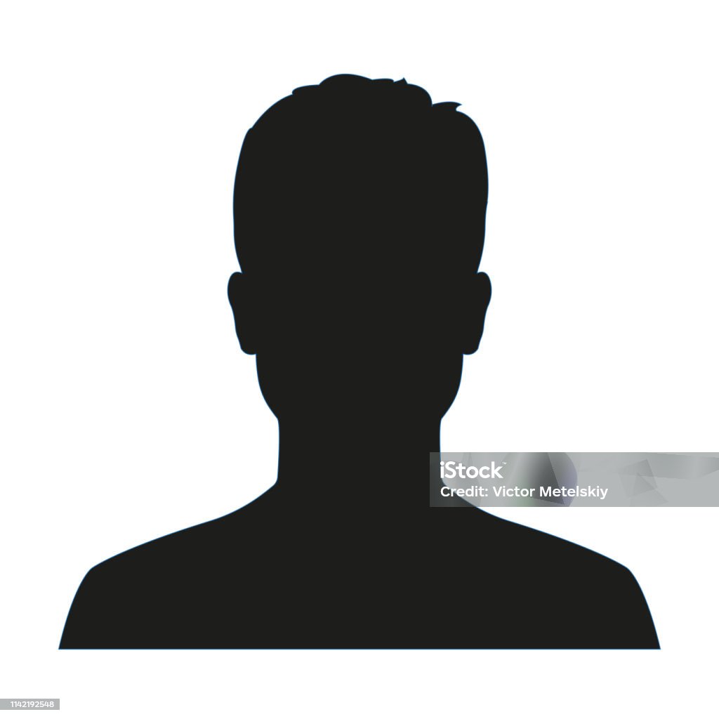 Man avatar profile. Male face silhouette or icon isolated on white background. Vector illustration. - Royalty-free Silhueta arte vetorial