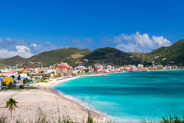 Philipsburg, St. Martin Philipsburg beach, the capital city of Dutch Sint Maarten saint martin caribbean stock pictures, royalty-free photos & images