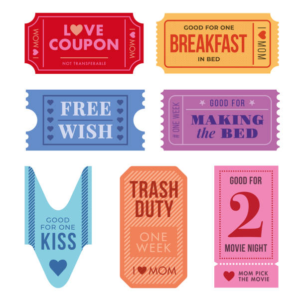 Set of Mother’s Day Tickets and Coupon. - Illustration