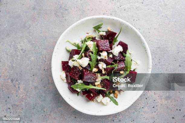 Beetroot Salad With Blue Cheese Stock Photo - Download Image Now - Salad, Beet, Common Beet