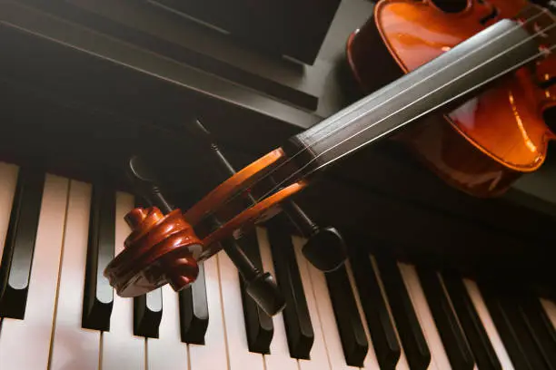 Photo of violin and piano. classical music.
