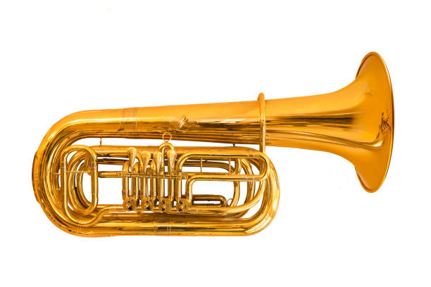 tuba aislada en blanco - brass instrument jazz brass trumpet fotografías e imágenes de stock