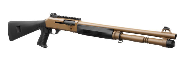 istock Gun. Brown Shotgun isolated on white background 1142204630