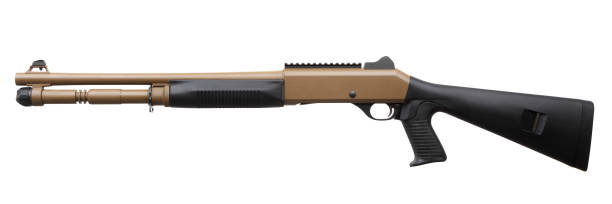 istock Gun. Brown Shotgun isolated on white background 1142204696