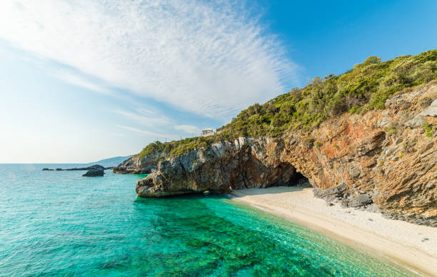 Mylopotamos beach, Pelion Summer landscape with Mylopotamos beach, Pelion, Greece pilio greece stock pictures, royalty-free photos & images