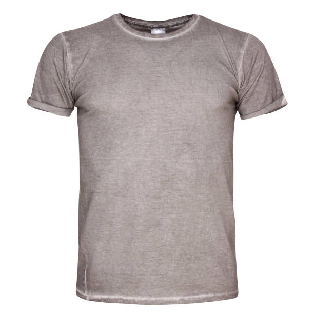 istock Men cut grey t-shirt isolated on white background 1142213152