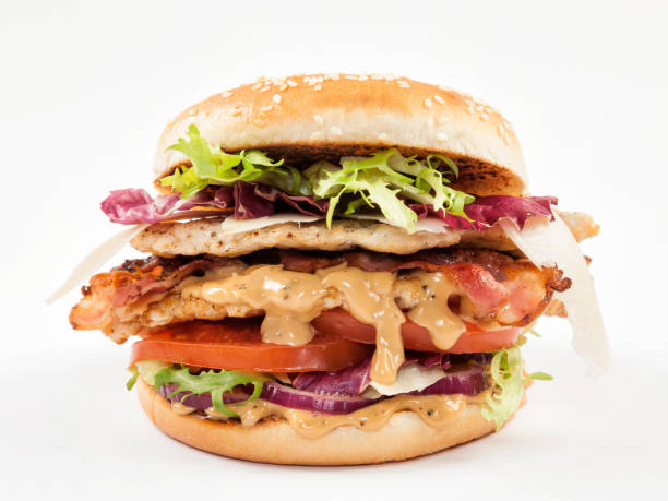 istock Burger close-up on a white background 1142213412