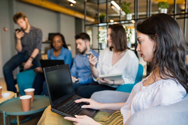 istock Young coworkers in modern office 1142213433