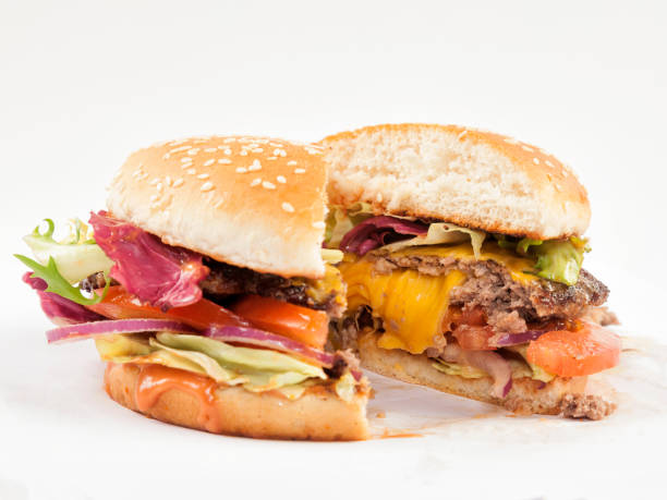 istock Burger close-up on a white background 1142213469