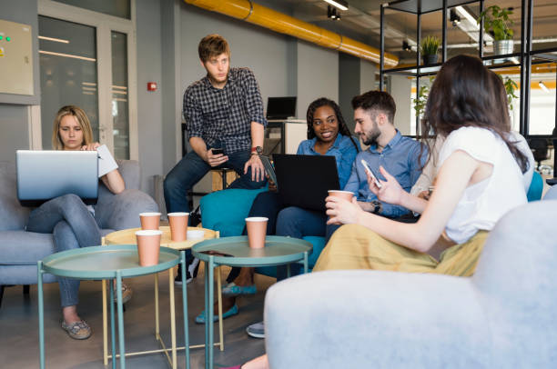 istock Young coworkers in modern office 1142213477