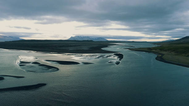 istock Icelandic coastline. Black, rocky beach. Aerial view 1142214757