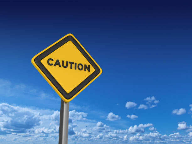 CAUTION Road Sign - 3D Rendering stock photo
