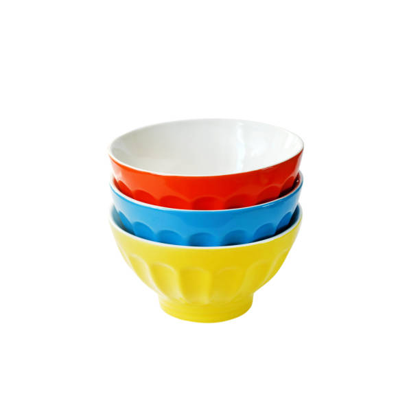 istock Colorful ceramic bowls isolated on white background with clipping path 1142218229
