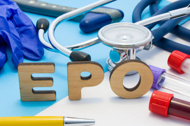 EPO Medical lab acronym, meaning erythropoietin in blood. Letters that make word of EPO, located near test tubes with blood, stethoscope and other diagnostic tools and devices, latex gloves EPO Medical lab acronym, meaning erythropoietin in blood. Letters that make word of EPO, located near test tubes with blood, stethoscope and other diagnostic tools and devices, latex gloves erythropoietin stock pictures, royalty-free photos & images
