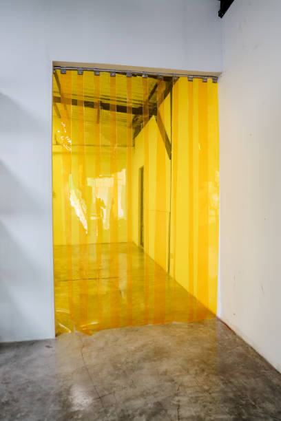 Yellow Plastic Transparent PVC strip.