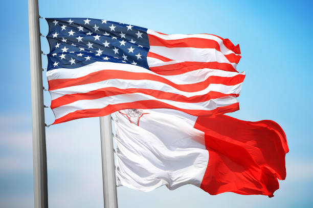 istock Flags of the USA and Malta 1142221092