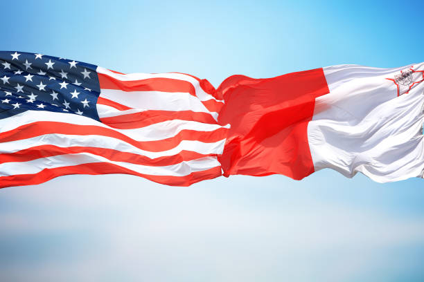 istock Flags of the USA and Malta 1142221106