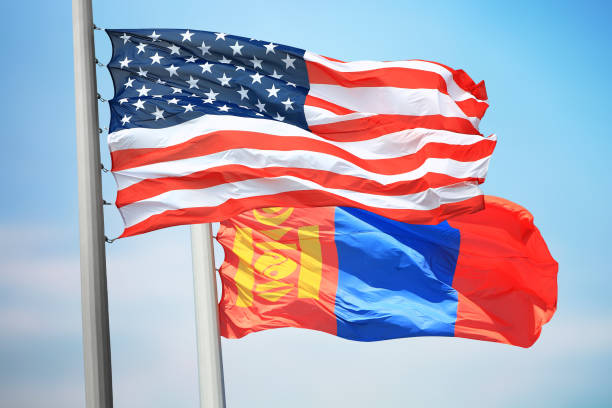 bandeiras dos eua e da mongólia - independent mongolia fotos - fotografias e filmes do acervo