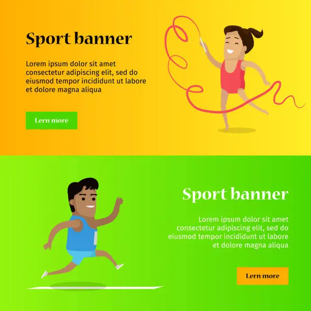 Vector illustration of Artistic Gymnastics and Athletics Sport Template