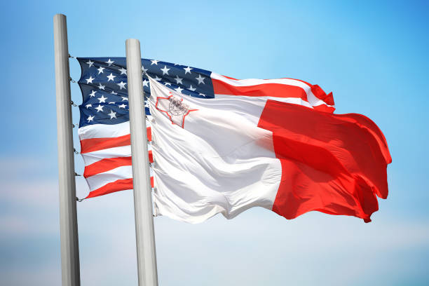 istock Flags of Malta and the USA 1142225152