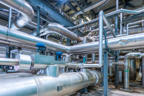 화학 플랜트의 세부 사항 - chemical plant refinery industry pipe 뉴스 사진 이미지