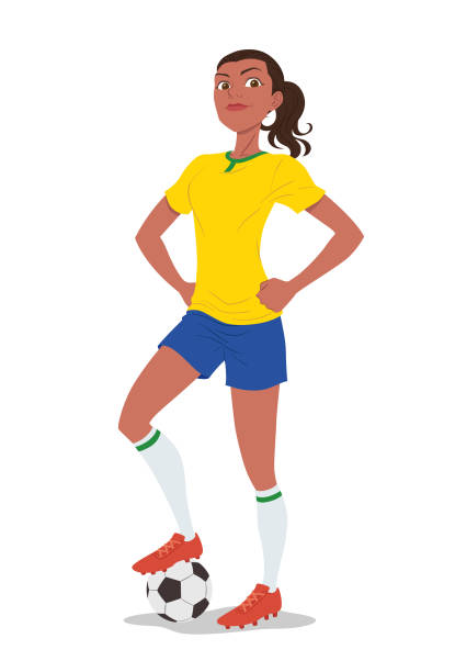 ilustraciones, imágenes clip art, dibujos animados e iconos de stock de jugador de fútbol femenino - rio grande illustrations
