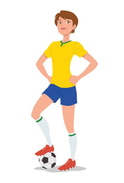 illustrazioni stock, clip art, cartoni animati e icone di tendenza di giocatrice di calcio femminile - bruno arena