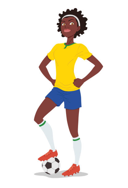 illustrazioni stock, clip art, cartoni animati e icone di tendenza di giocatrice di calcio femminile - bruno arena