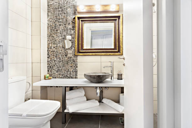 istock Luxury Modern contemporary interior bathroom with sink and mirror 1142233304