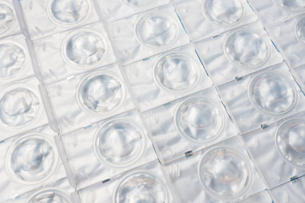 istock Packed contact lenses in disposable plastic containers. Close up. Selective focus. 1142235937