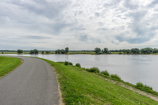 Elbe river cycle route in summer