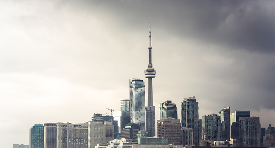 Dark clouds over Toronto's city centre.