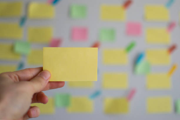 istock A hand holding empty sticky note in front of a kanban board 1142240109